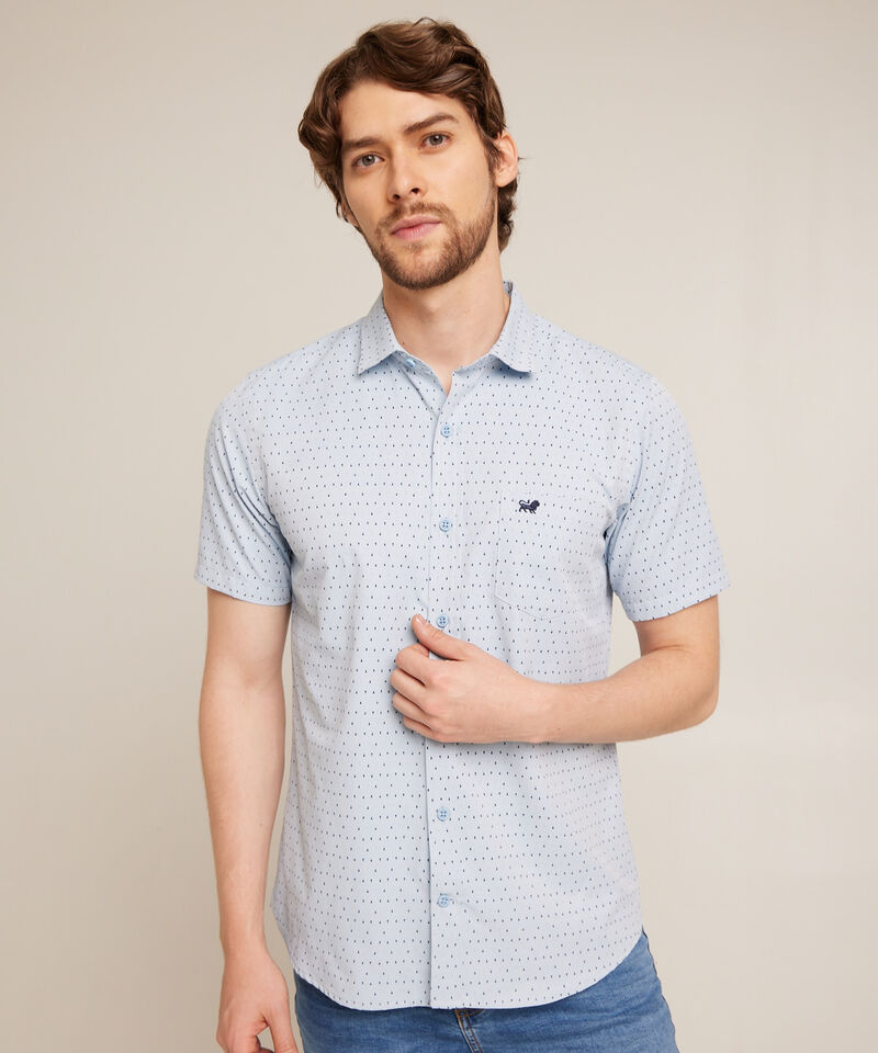 Camisa Estampada Texturizada, Manga Corta Con Bolsillo Y Silueta Slim Fit, Sunset Dust Línea Moda