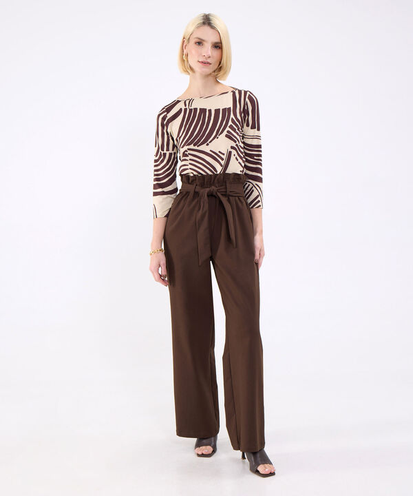 Pantalon Unicolor Con Cinturon image number null