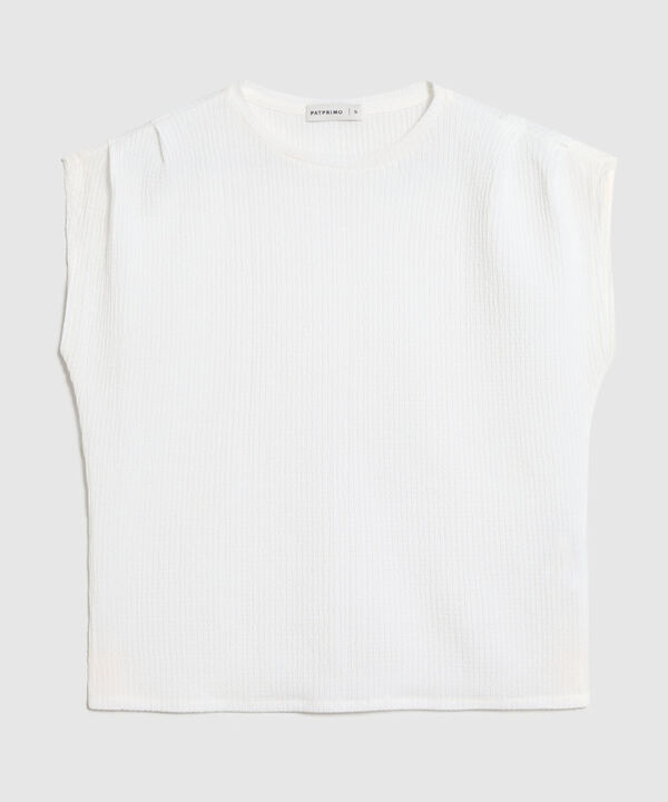 Camiseta Texturizada Con Hombro Ca&iacute;do Para Mujer image number null