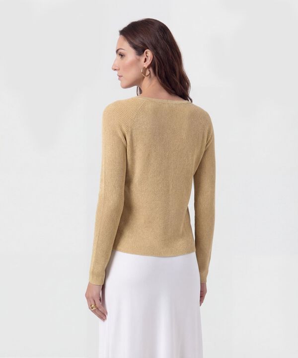 Saco De Punto Cuello En V Mujer