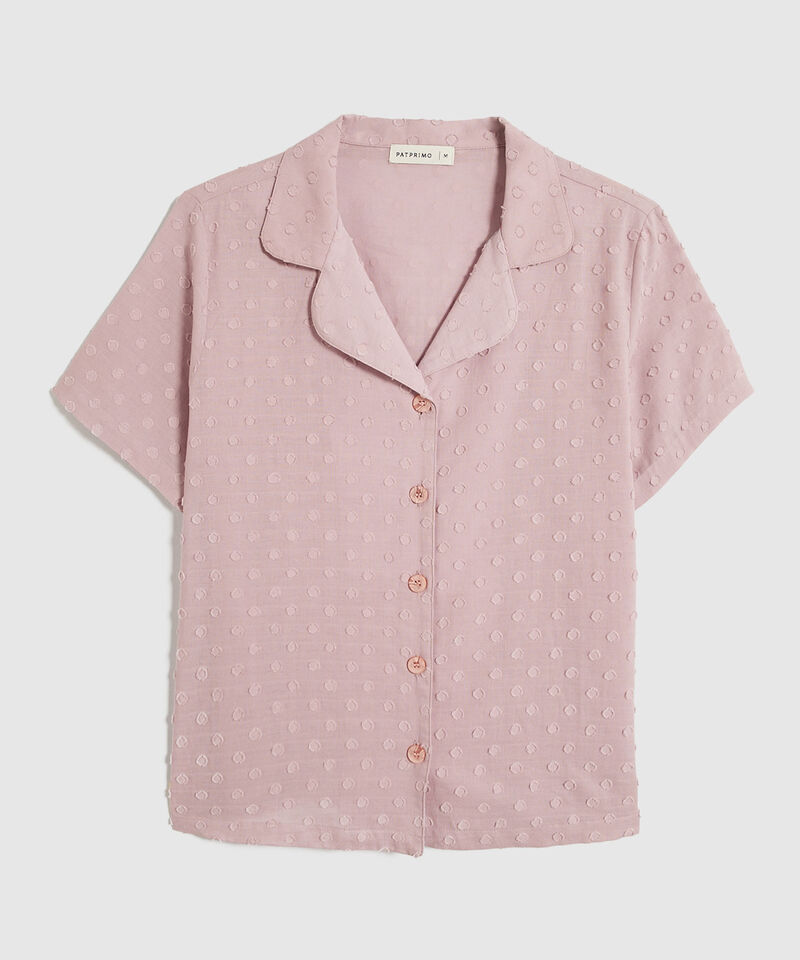 Conjunto Pijama Manga Corta, Pantalon Largo Cuello Resort Para Mujer