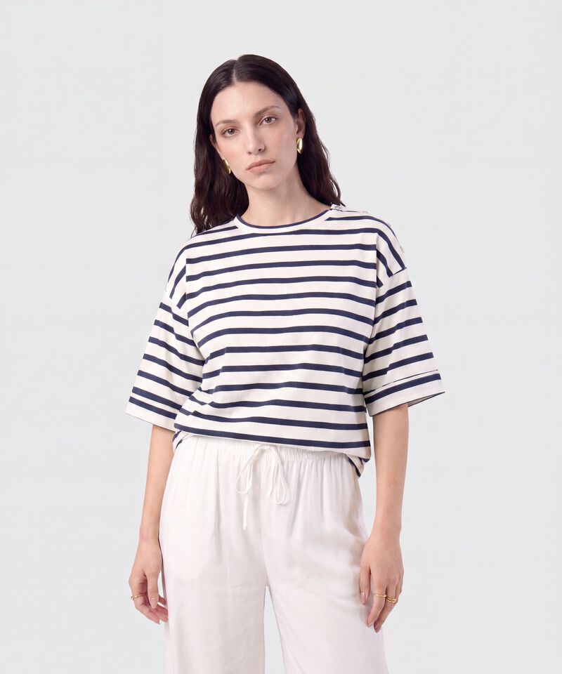 Camiseta Oversize Manga 3/4 Para Mujer
