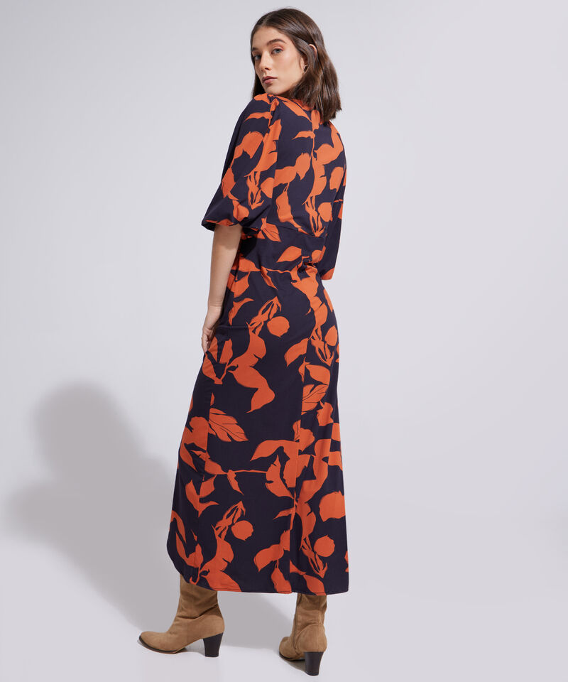 Vestido Midi Cruzado Con Nudo Mujer
