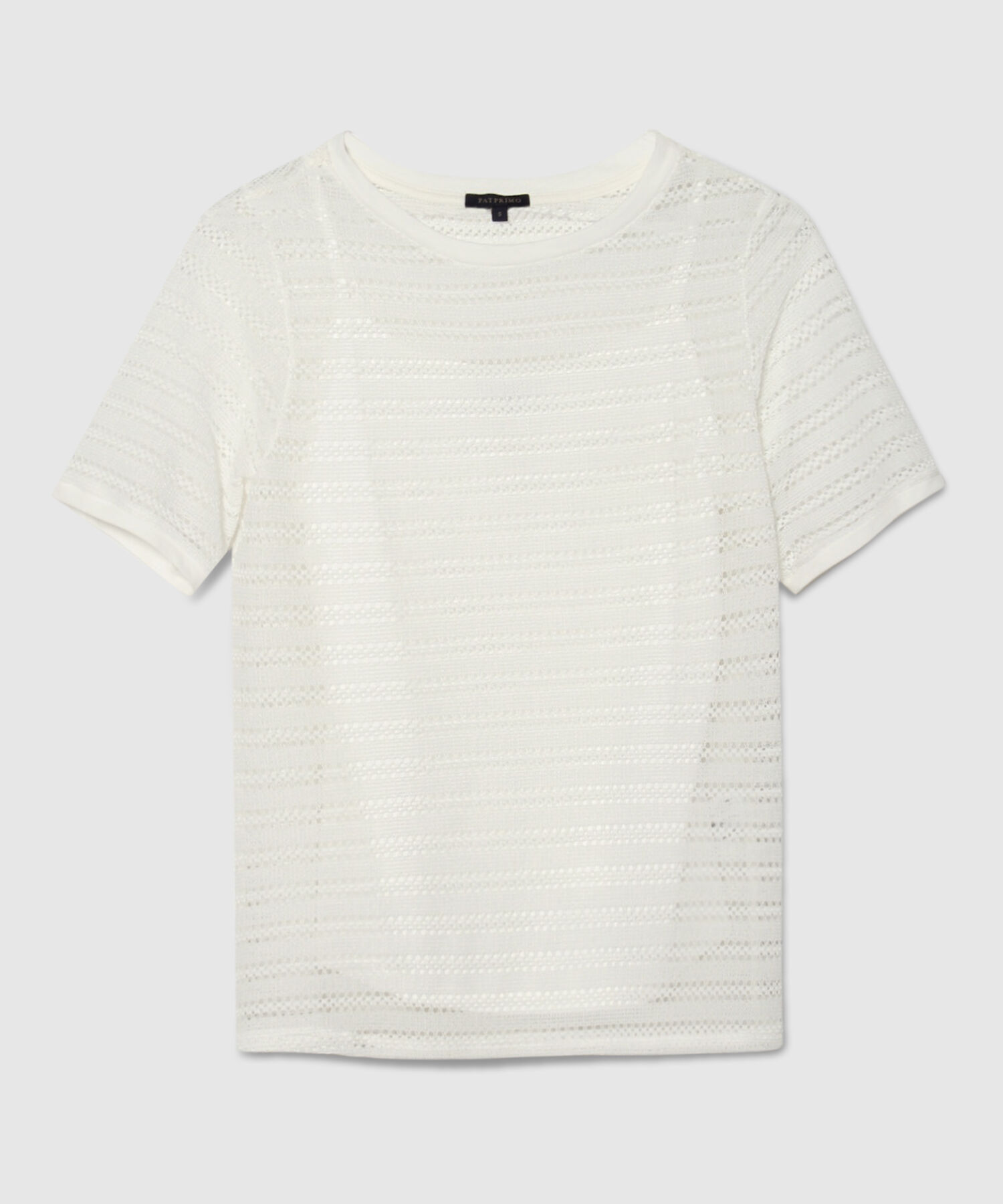 Camiseta Manga Corta En Crochet Con Top Interno