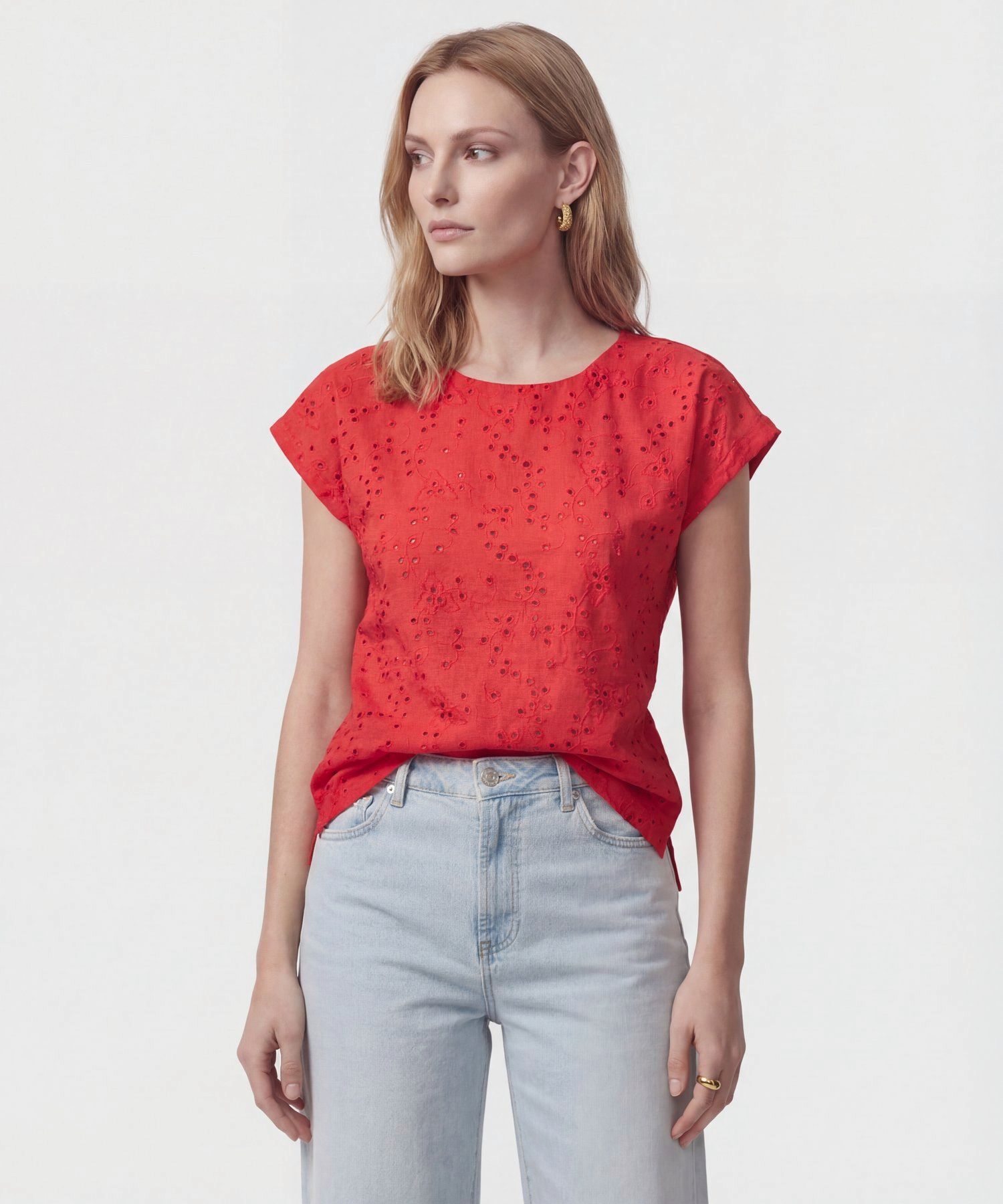 Blusa Unicolor Con Bordado Para Mujer