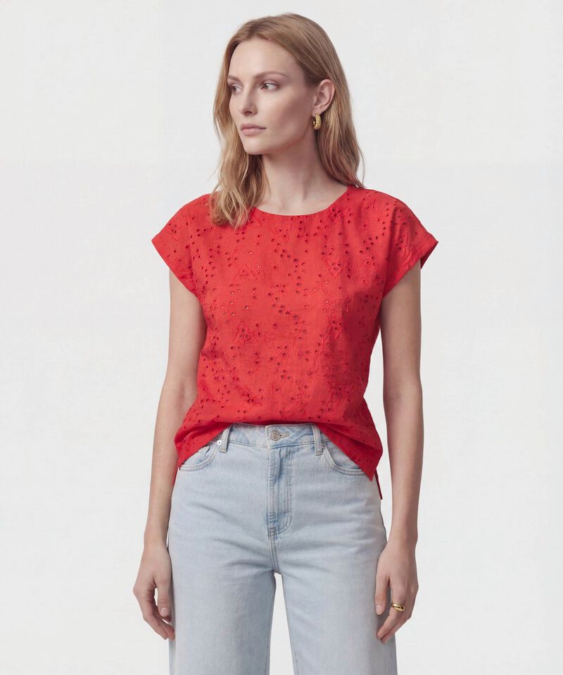 Blusa Unicolor Con Bordado Para Mujer