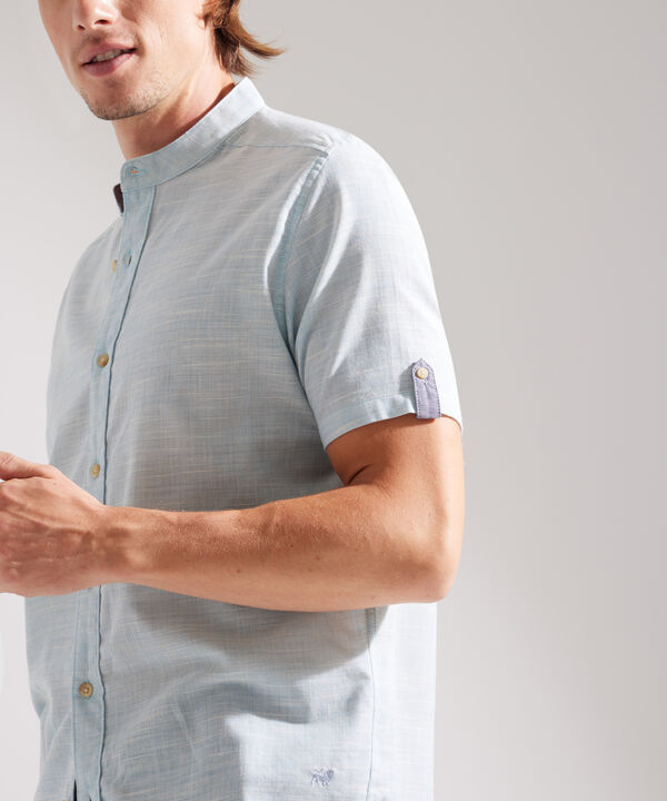 Camisa en Lino con Cuello Mao image number null