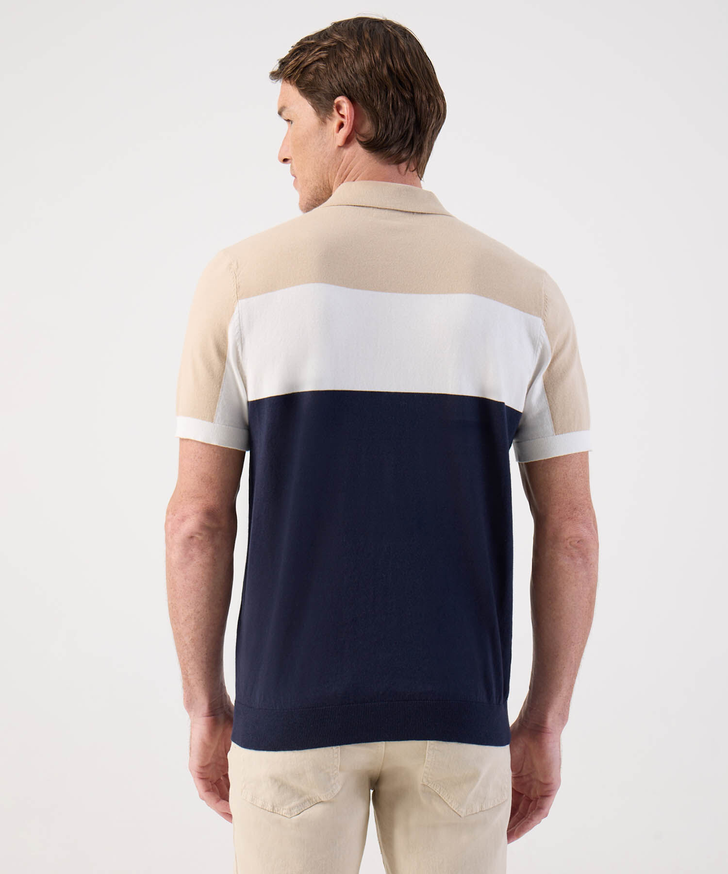 Polo de Tejido de Punto con Bloques de Color Para Hombre