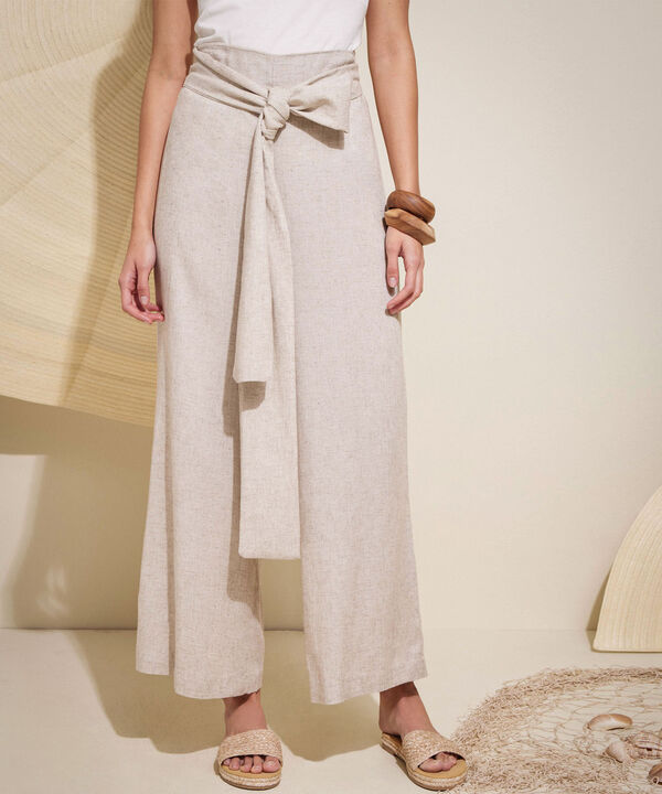 Pantalon Palazzo Con Cinturon De Amarre
