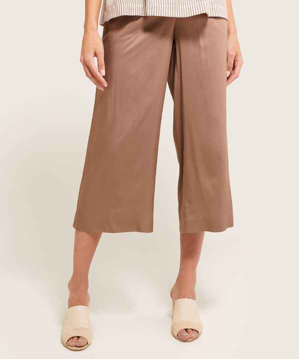 Pantalón Unicolor  Fluido Pretina En Frente Lisa