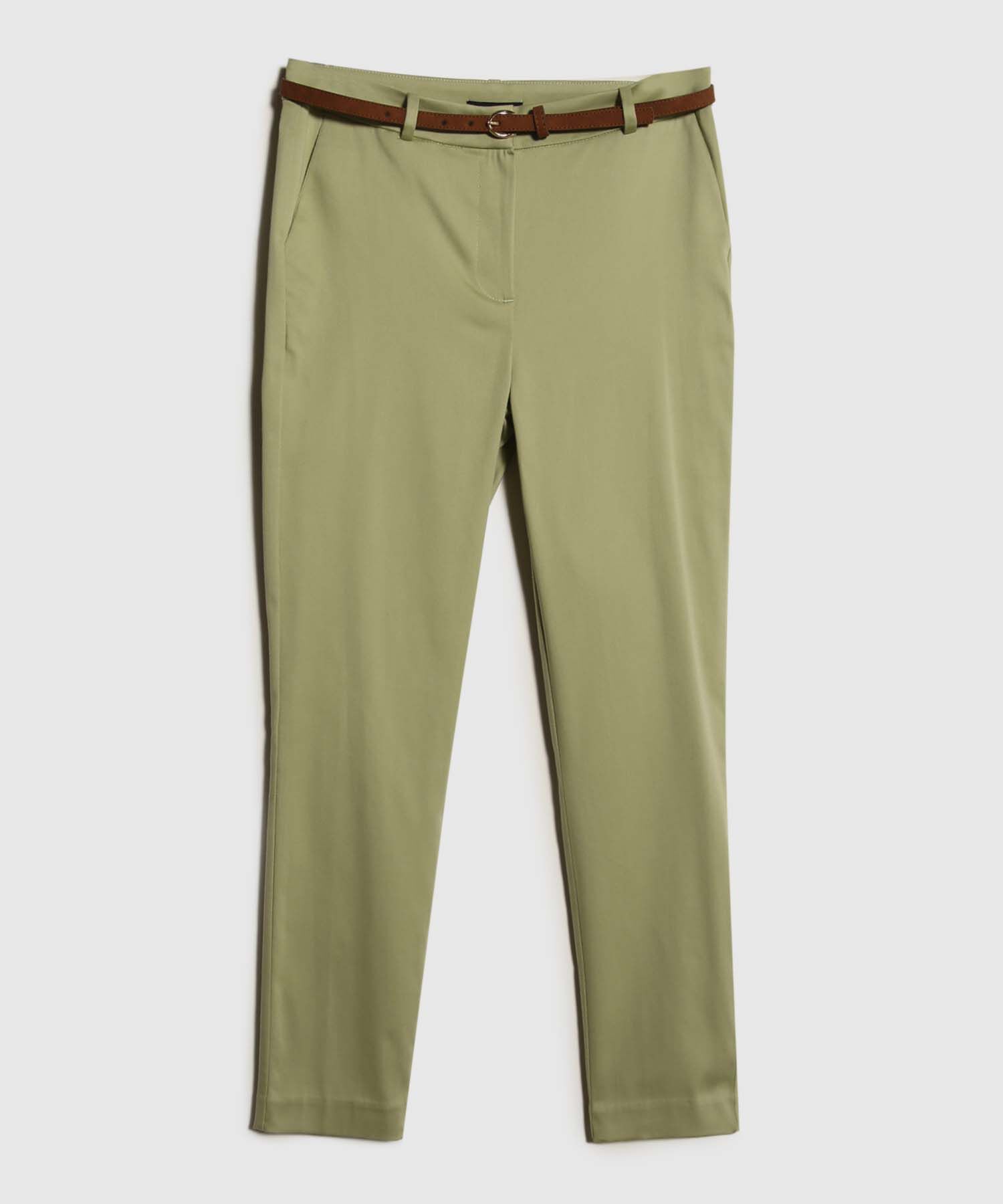 Pantalon Chino Unicolor  Con Cinturon
