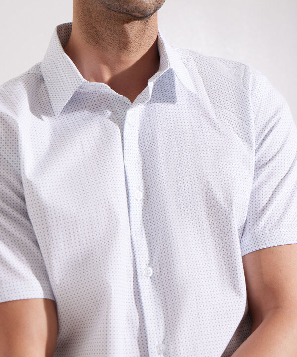 Camisa Estampada Manga Corta, Cuello Formal image number null