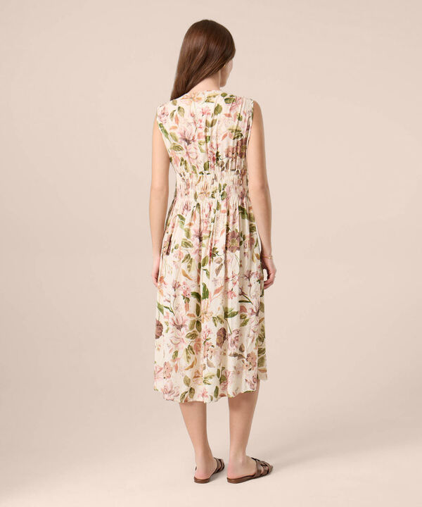 Vestido Midi Con Cintura Nido De Abeja Para Mujer