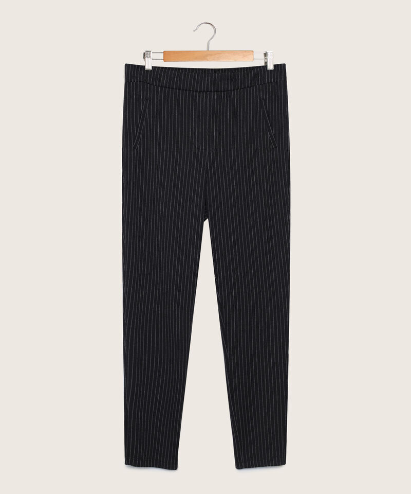 Leggings Preteñido Con Bolsillos Ribete En Frente, Simulacion Jota, Lineas Negro