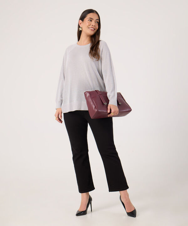 Jean Straight Crop Con Pedreria Para Mujer image number null