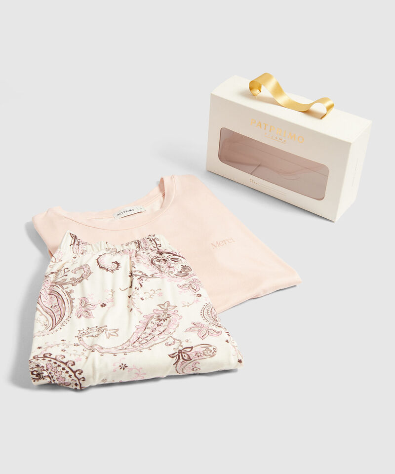 Conjunto Pijama Manga Corta Con Pantalon Largo Para Mujer