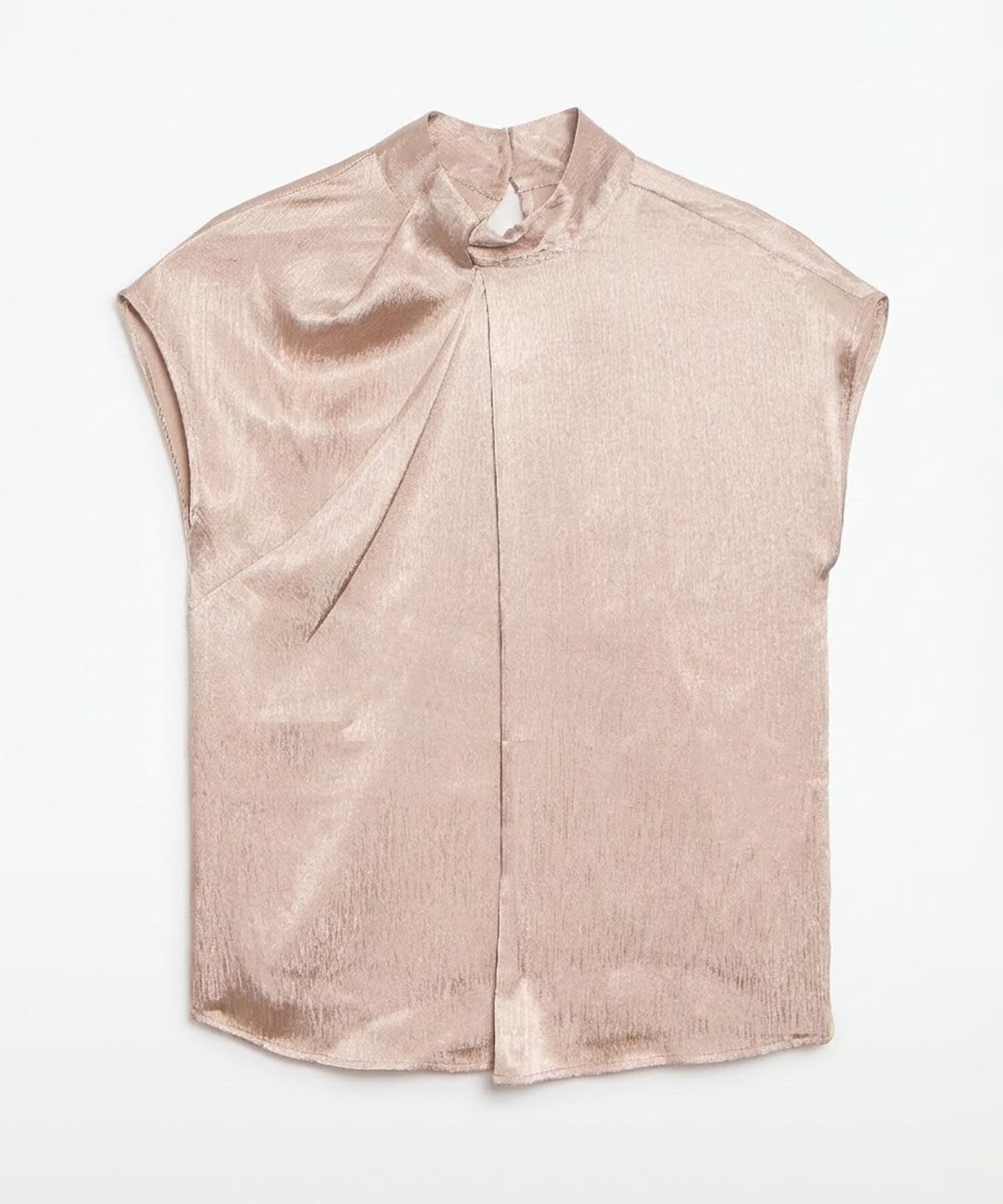 Blusa Manga Corta con Cuello Alto para Mujer