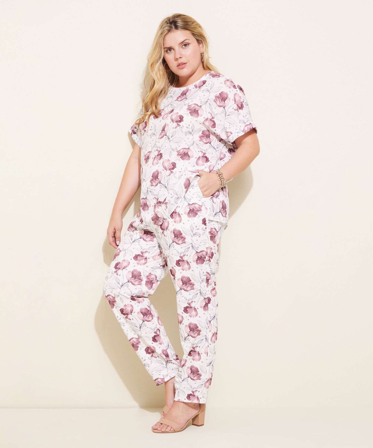 Blusa Manga Corrida Con Puño En Guardapolvo Estampada