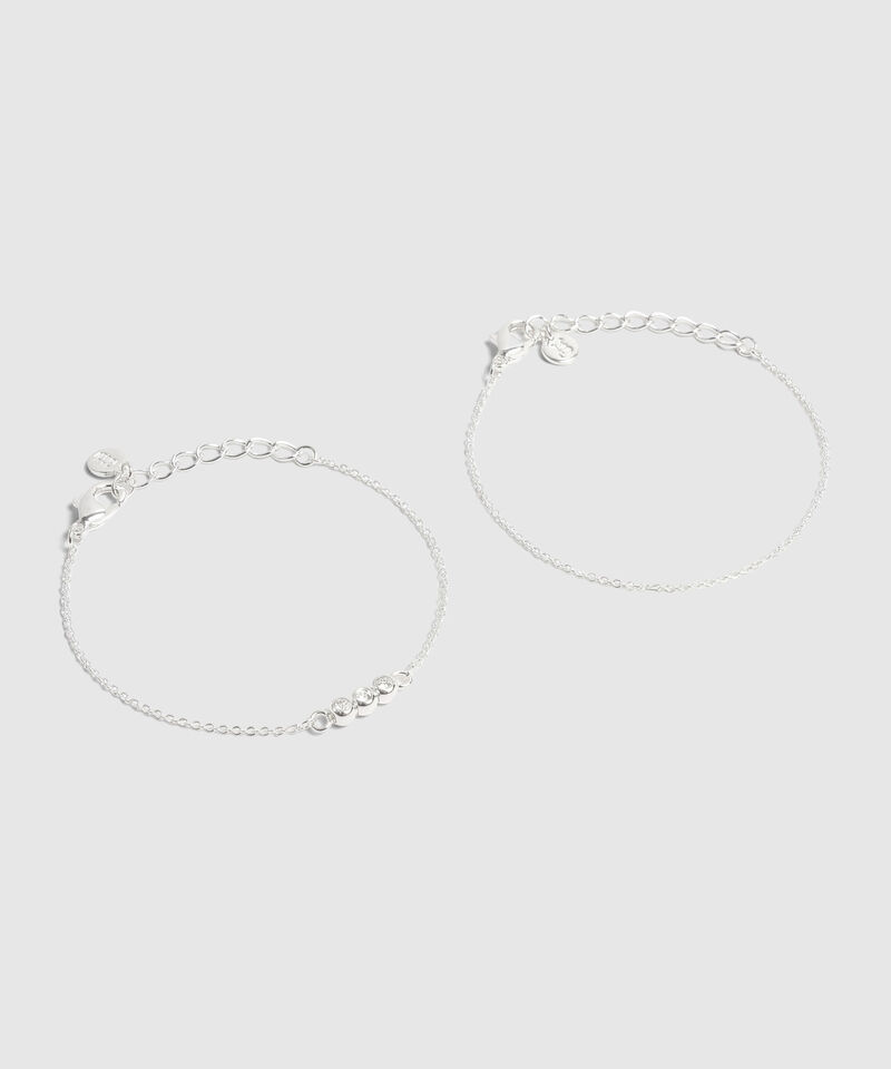 Set De Pulseras De Cadena Fina Y Circones Mujer