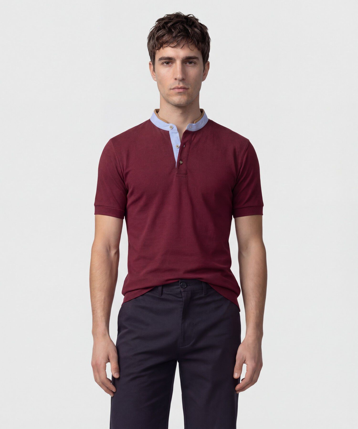 Polo Con Cuello Neru Y Pechera Hombre