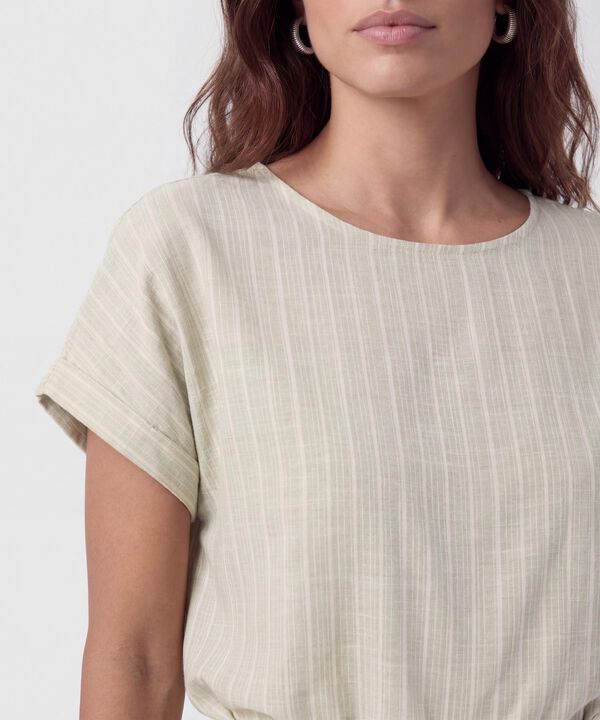 Blusa Texturizada De Manga Corta Para Mujer