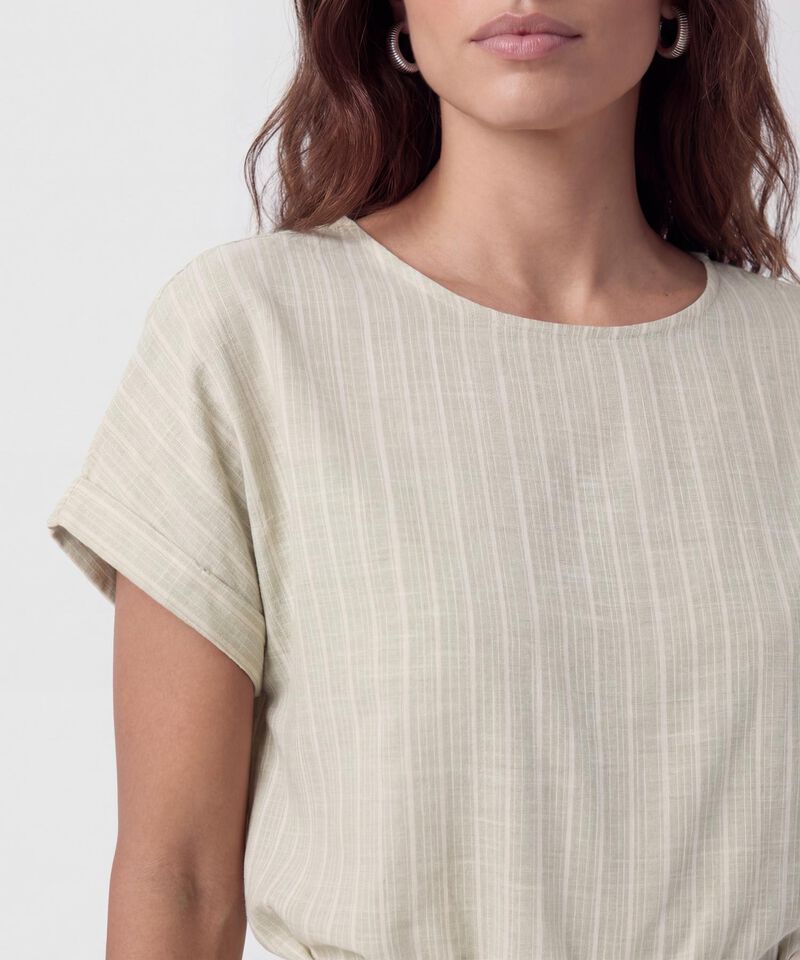 Blusa Texturizada De Manga Corta Para Mujer