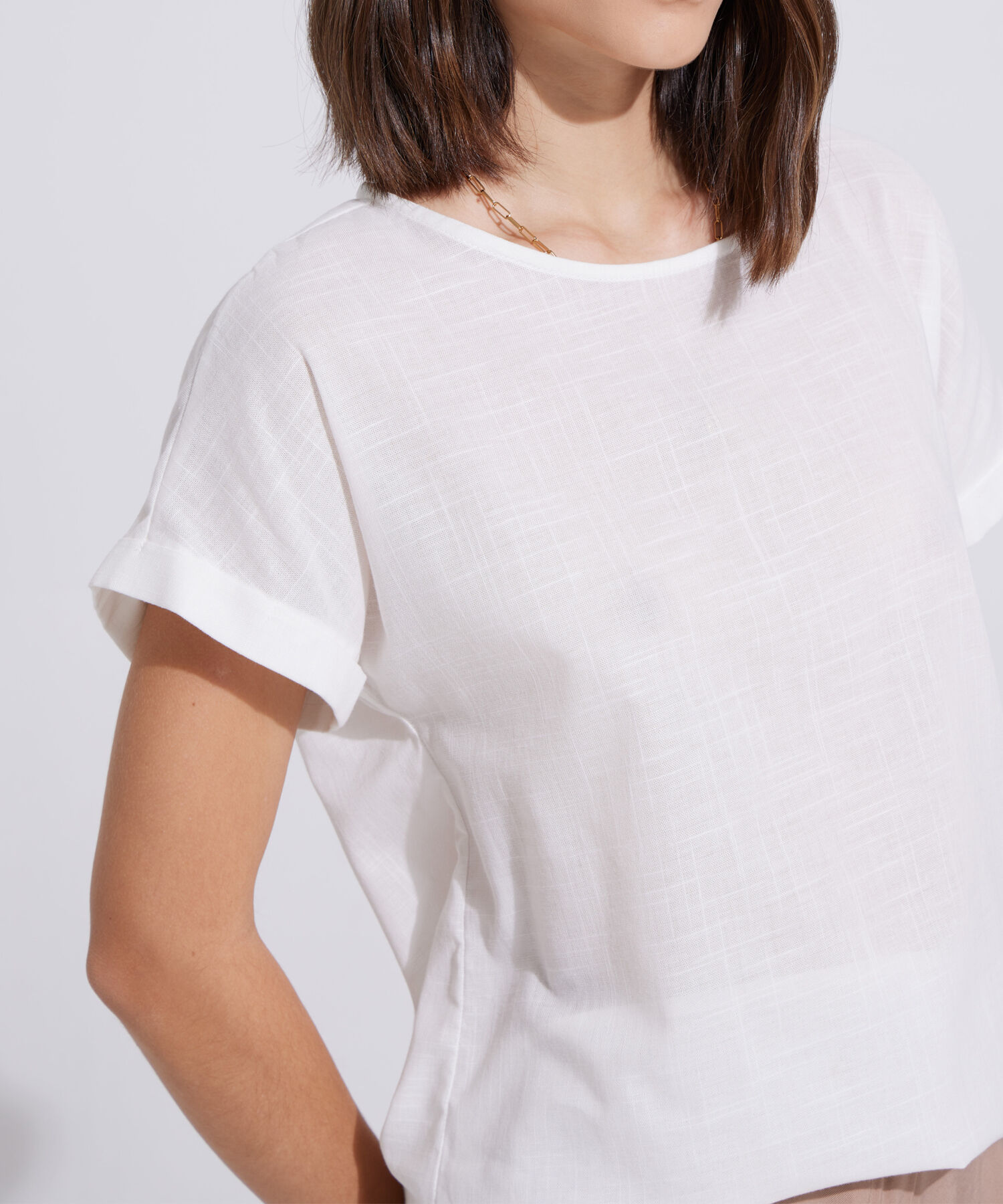 Blusa Manga Corta Corrida Unicolor