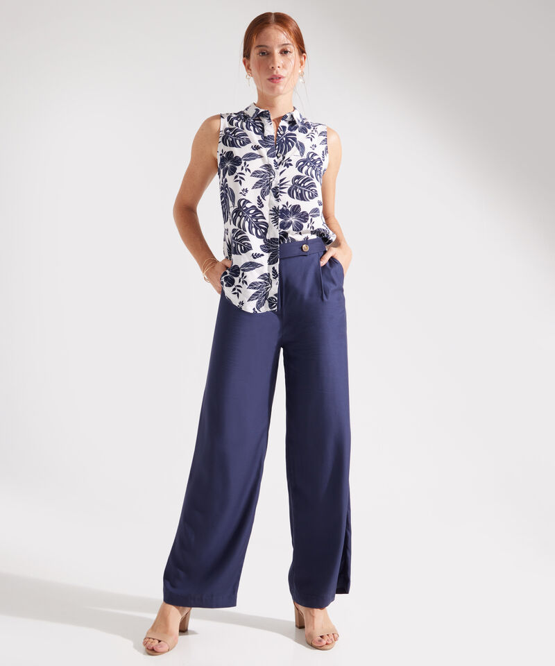 Pantalón Palazzo Con Bolsillos