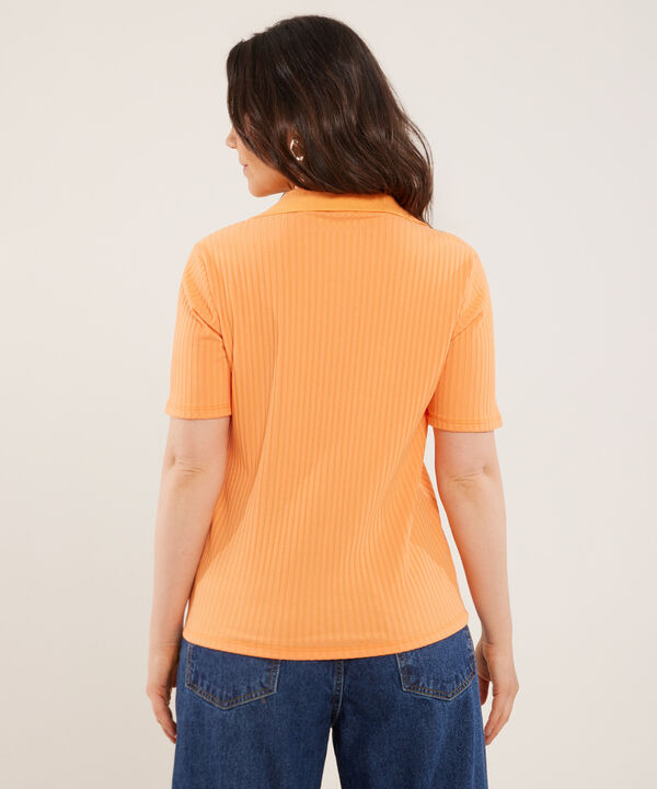 Polo Unicolor En Rib Cuello Tejido