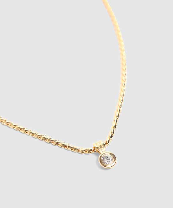 Collar Cadena Trenzada Dije Gema Redonda Mujer image number null