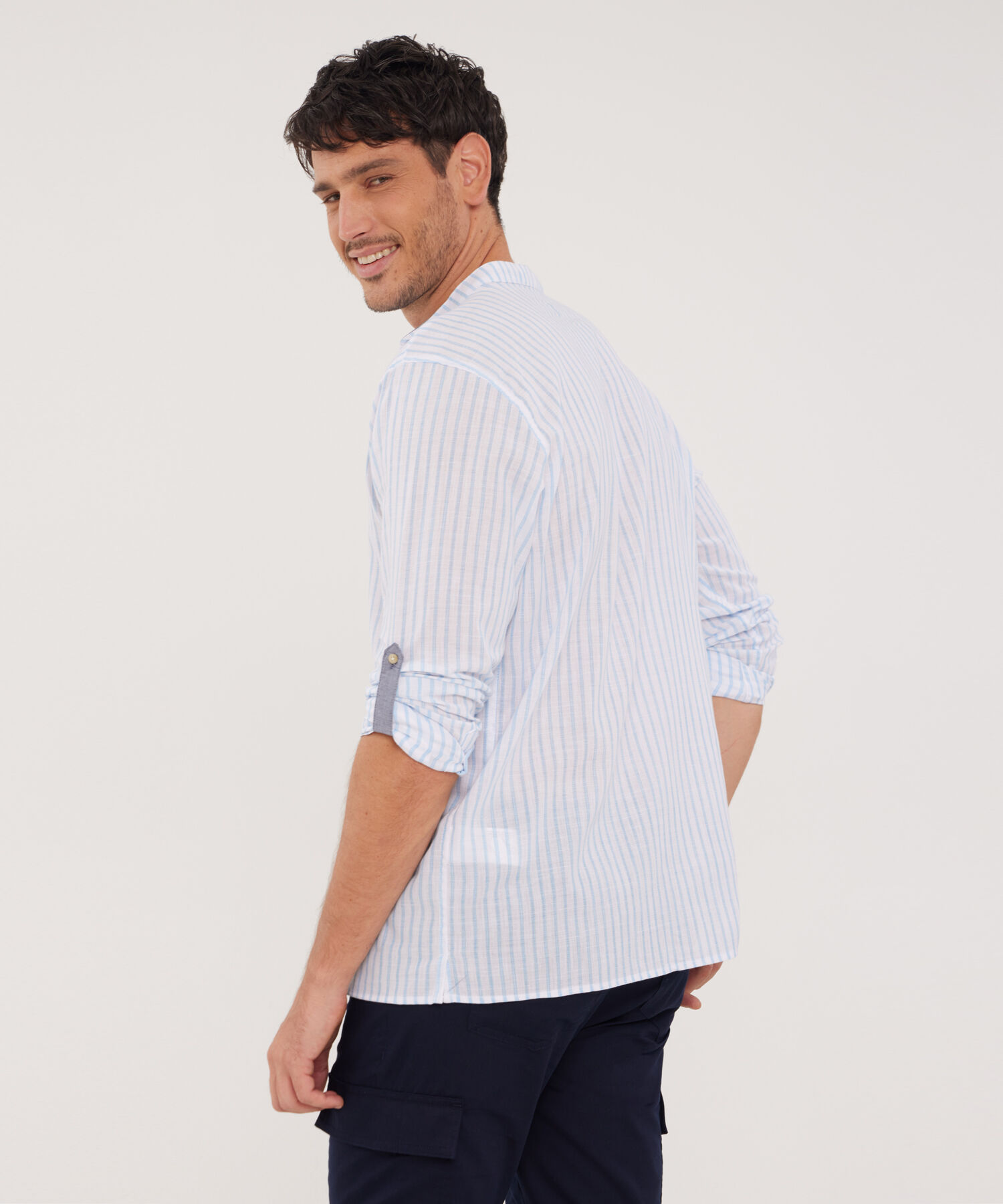Camisa Manga Larga Cuello Mao