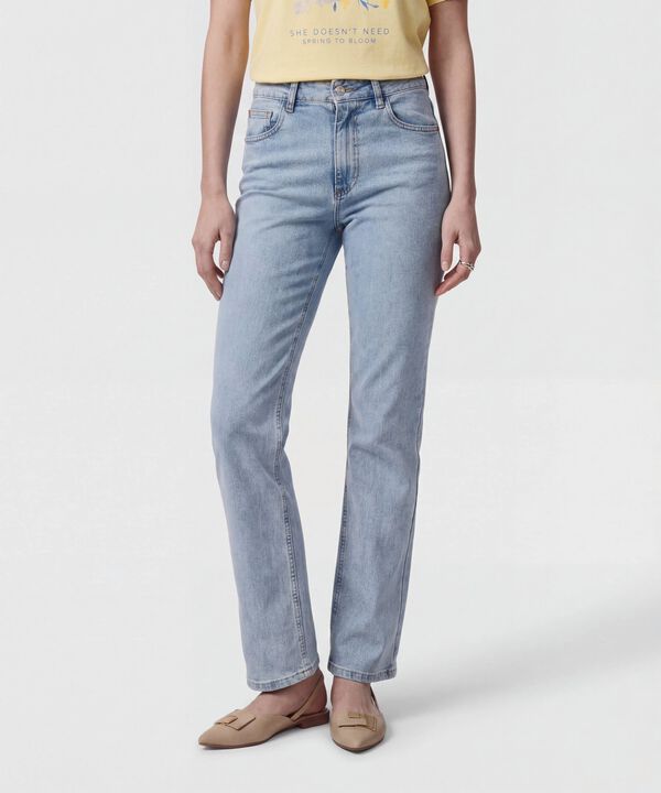 Jeans Rectos Cl&aacute;sicos Tiro Alto Mujer image number null