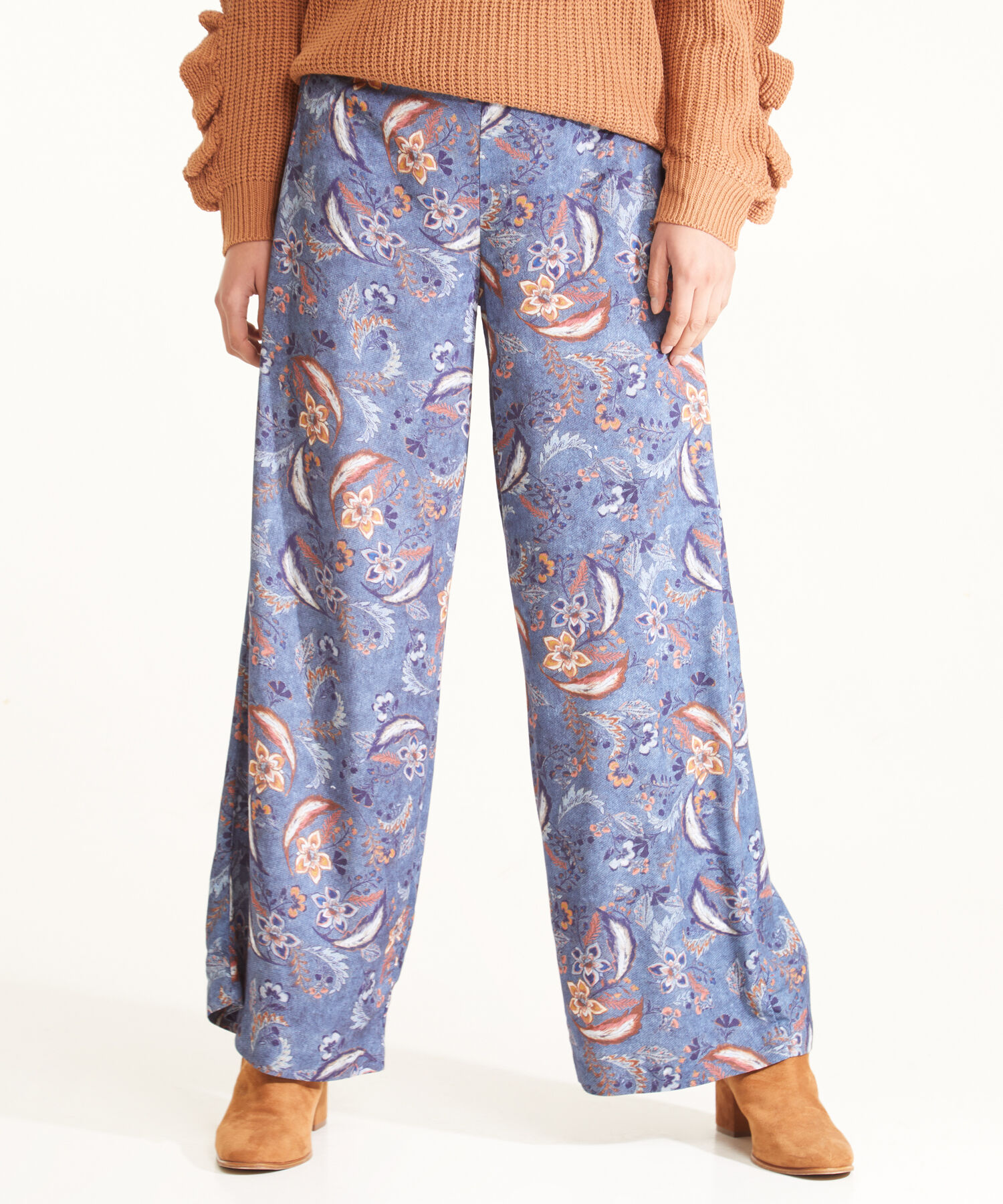 Pantalón Estampado Fluido Bota Ancha