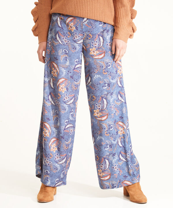 Pantalón Estampado Fluido Bota Ancha