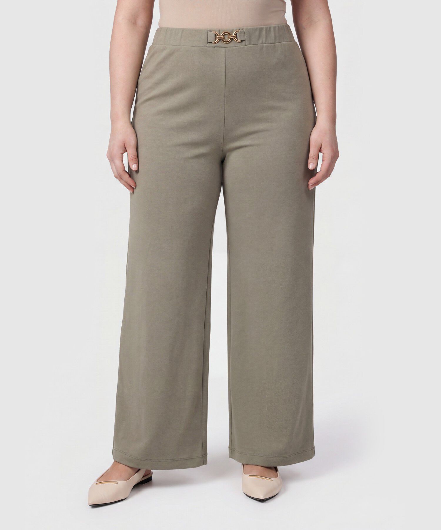 Pantal&oacute;n Wide Leg Con Herraje Para Mujer Curvy
