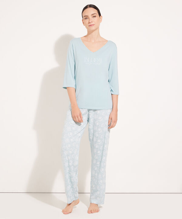 Pijama Camiseta Manga 3/4 Con Screen Y Pantalón Largo Estampado