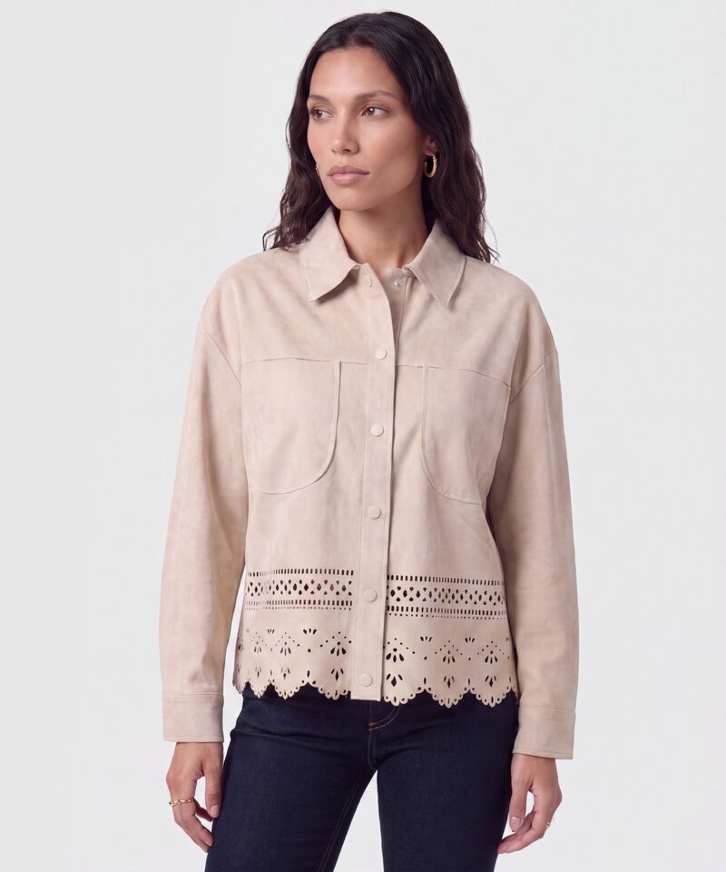 Chaqueta Con Ruedo Troquelado Para Mujer