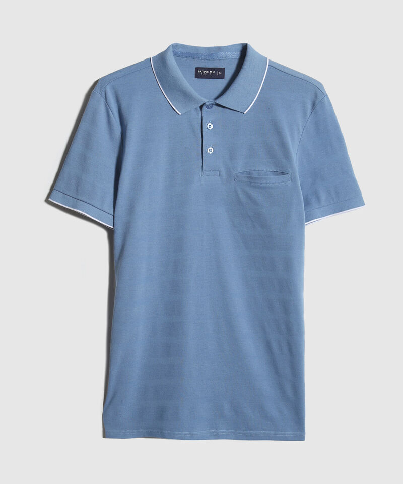 Polo Unicolor Cuello Tejido Con Bolsillo