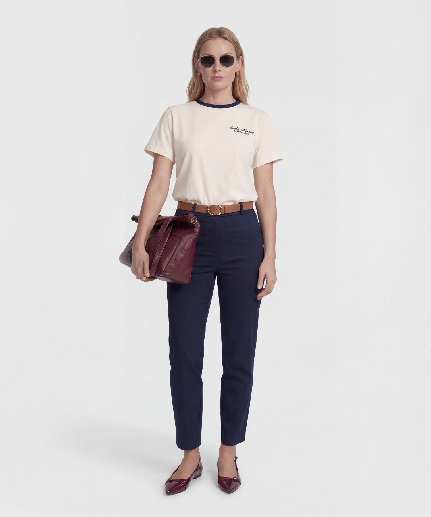 Camiseta Cuello Redondo En Contraste Mujer