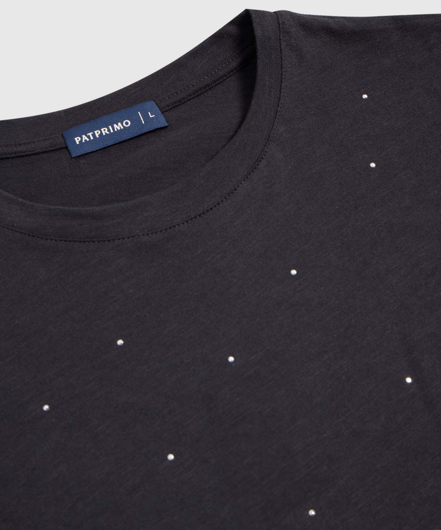 Camiseta Detalle Aplicaciones Casual Mujer