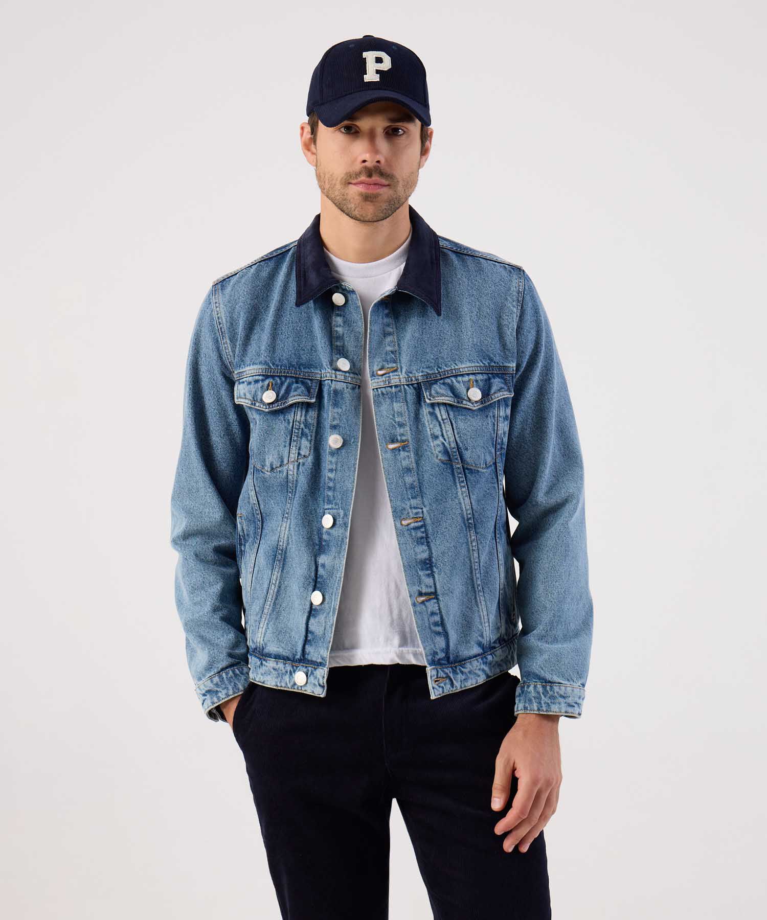 Chaqueta Denim Con Cuello En Contraste