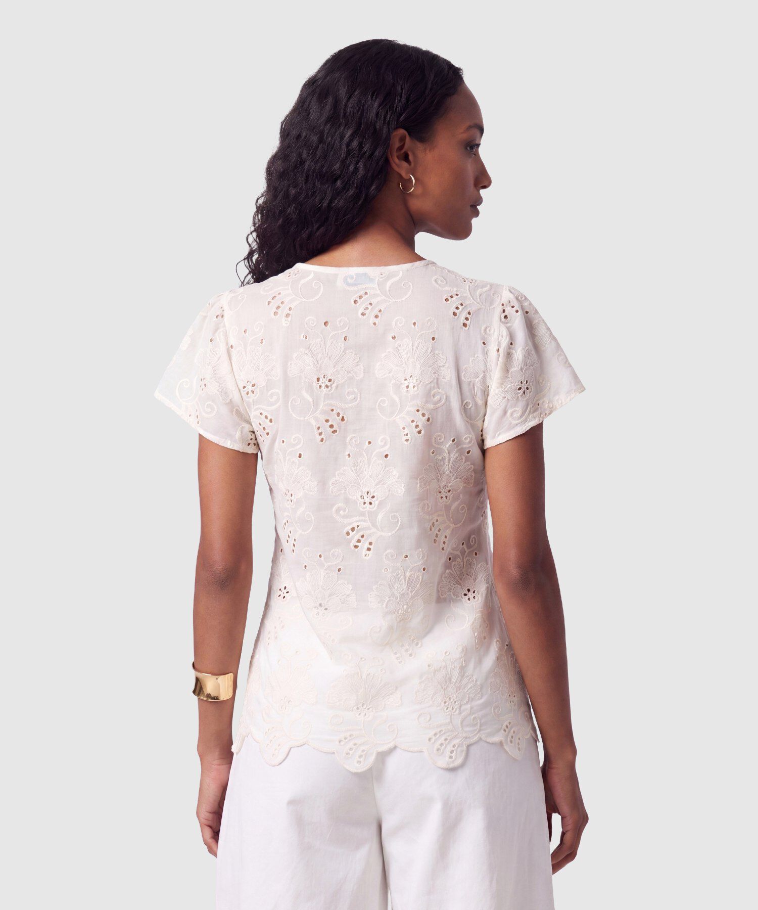 Blusa Con Escote V Y Manga Corta Para Mujer