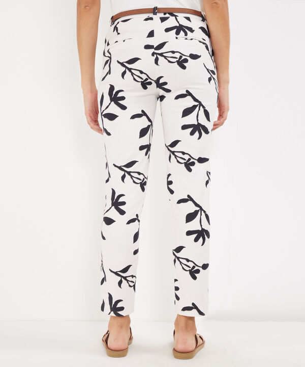 Pantalón Básico Bolsillos Diagonal Estampado Con Cinturón