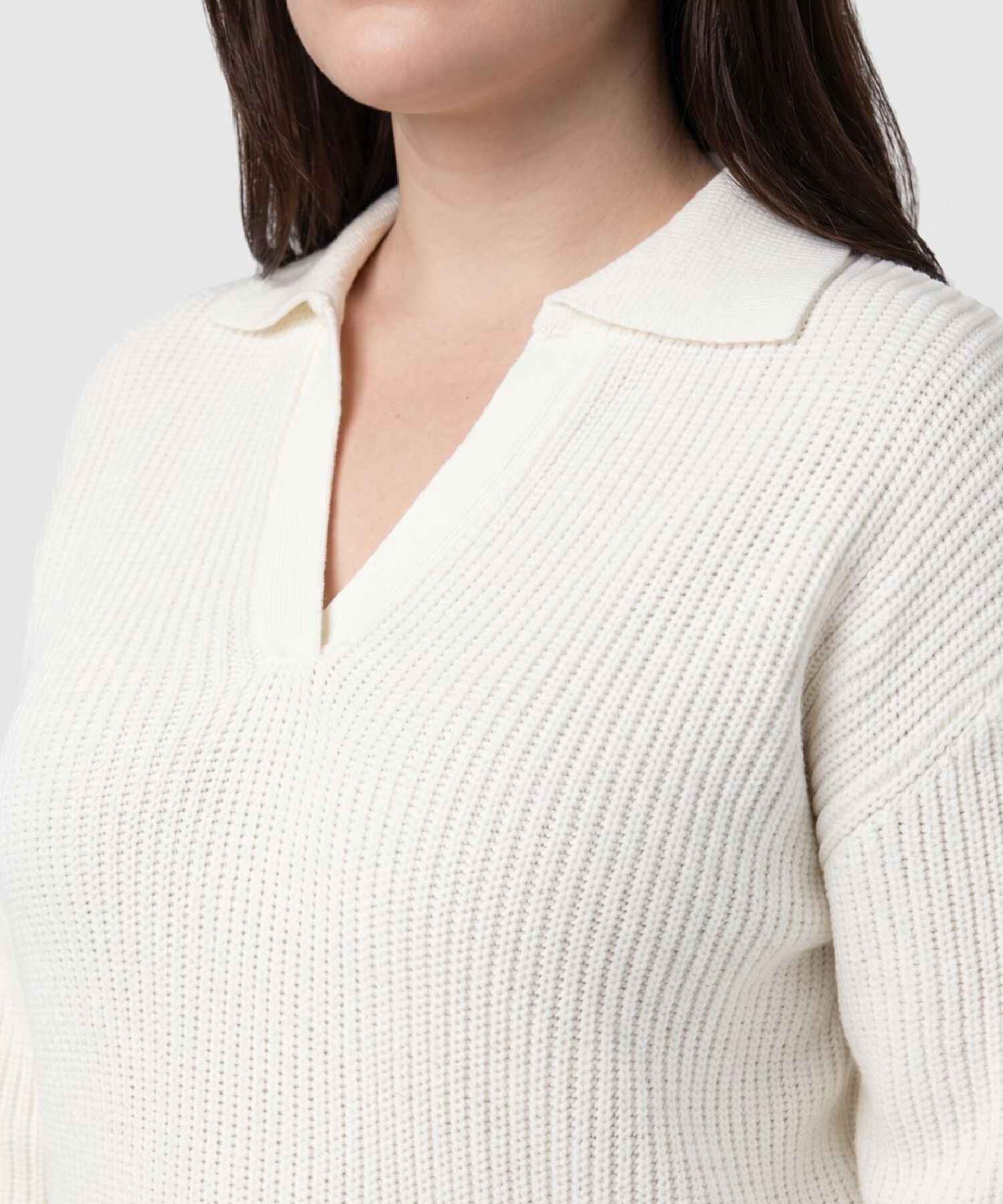 Su&eacute;ter De Punto Con Cuello Tipo Polo Para Mujer Curvy