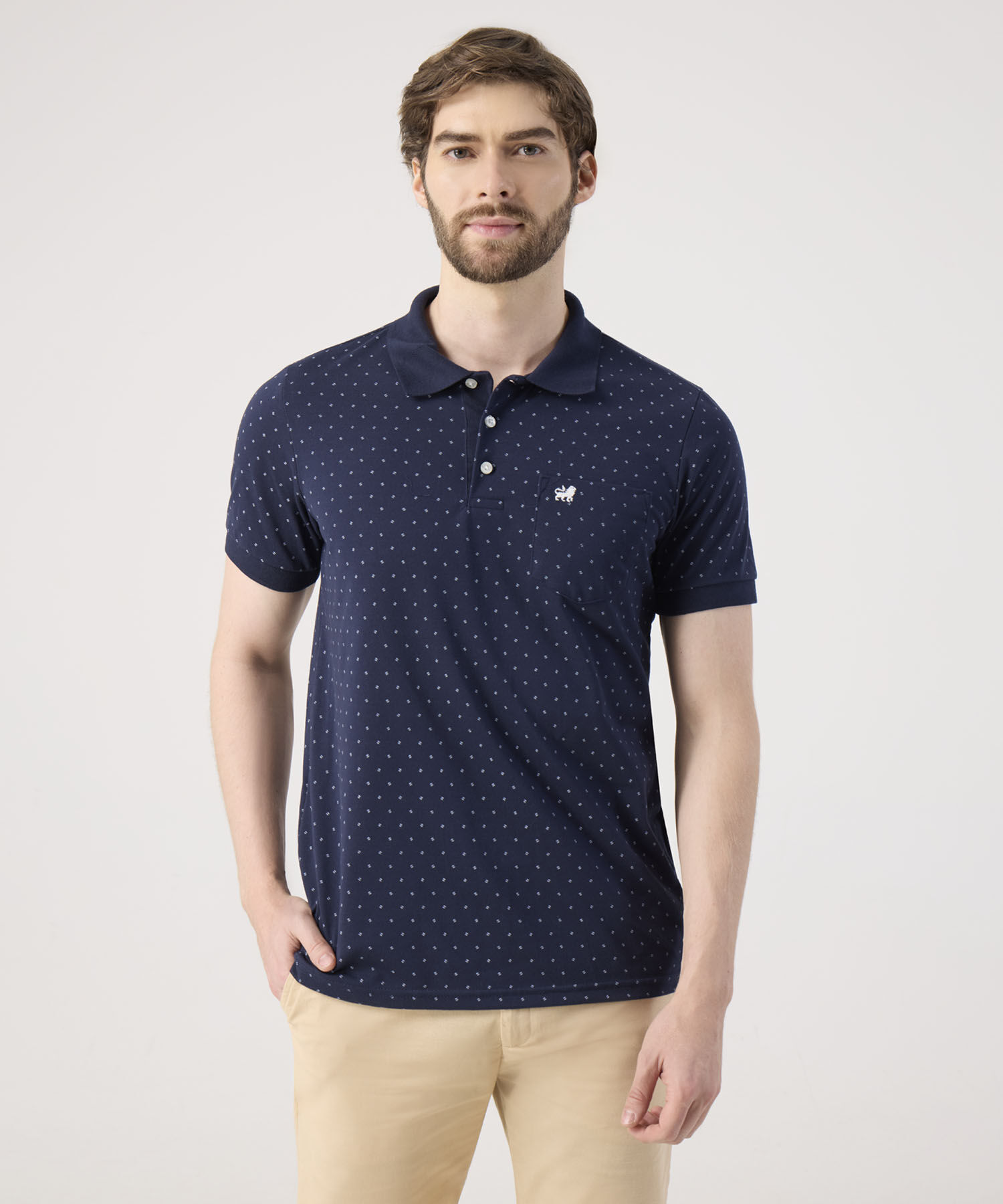 Polo Estampada Con Bolsillo En Lateral 