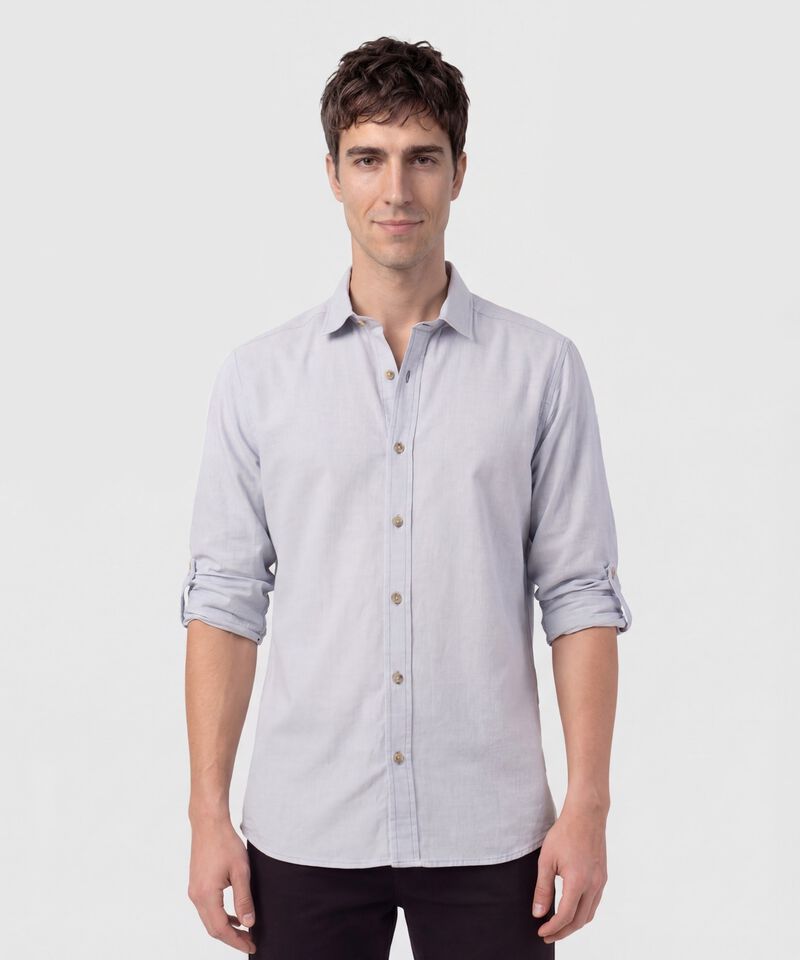 Camisa Manga Larga Con Charretera Hombre