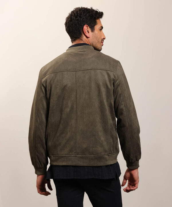 Chaqueta Bomber de Tela Lisa para Hombre Casual