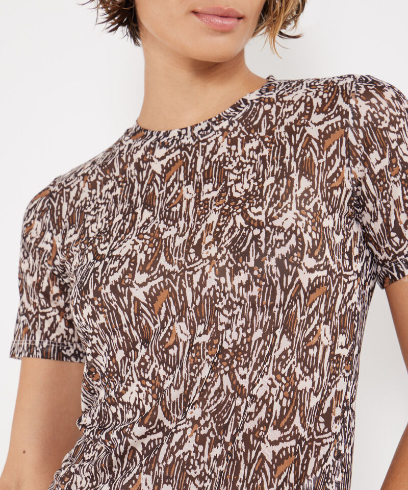 Camiseta Estampada Manga Corta, Cuello Redondo En Pieza, Bohemio Ornamental