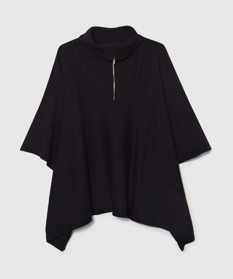 Saco Tipo Capa Con Cremallera Y Cuello Alto