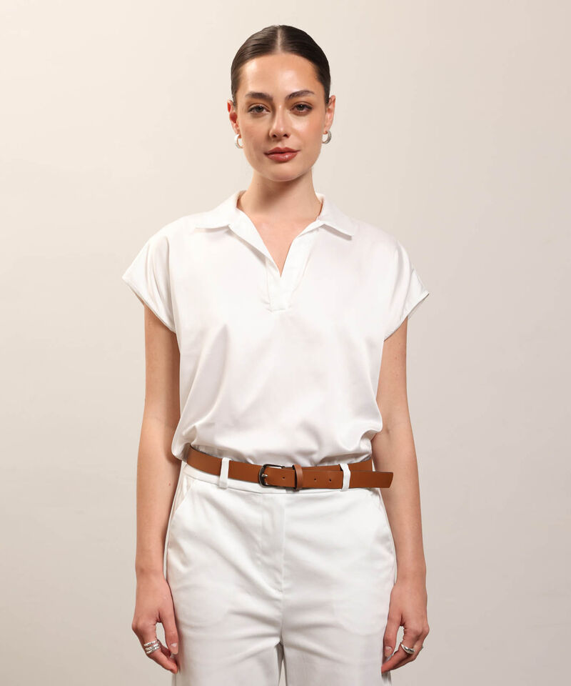 Blusa Satinada Escote en V